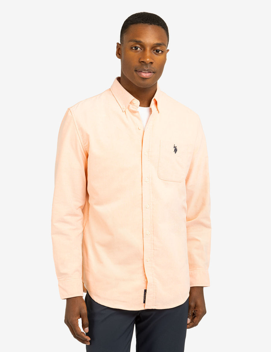 LONG Sleeve Stretch Oxford Shirt PEACH SHERBET / S LONG Sleeve Stretch Oxford Shirt PEACH SHERBET / S