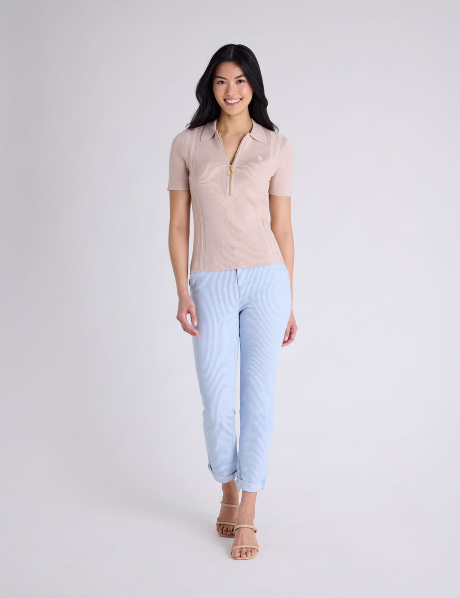 RIB ZIP SWEATER POLO SHIRT– U.S. Polo Assn.