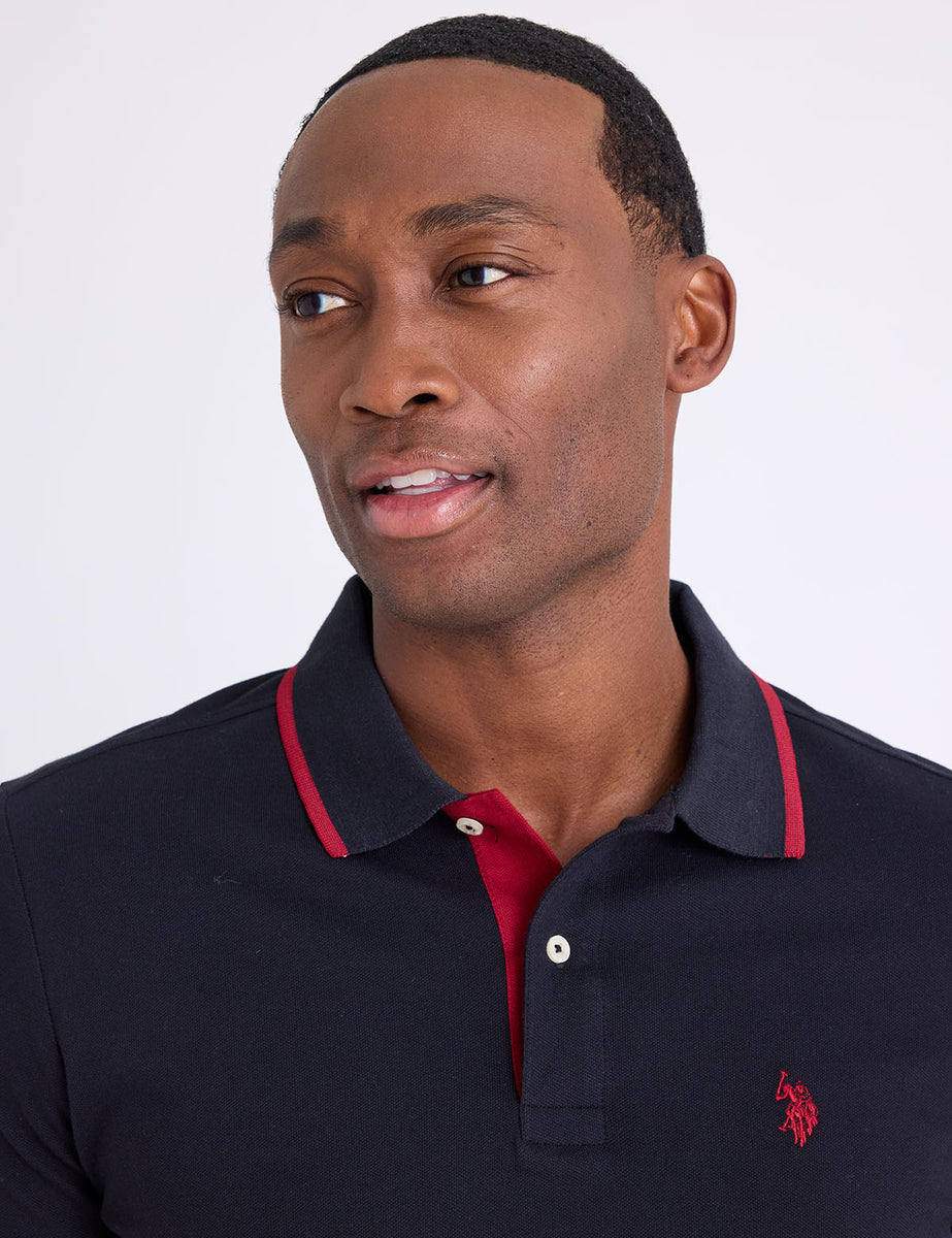 SLIM FIT Stretch Solid Pique Polo Shirt Black / 2XL