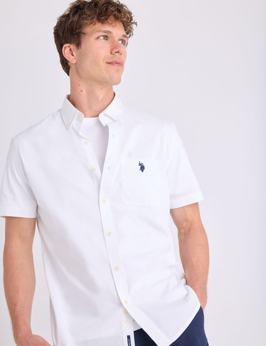 polo short sleeve dress shirts Short Sleeve Stretch Poplin Shirt
