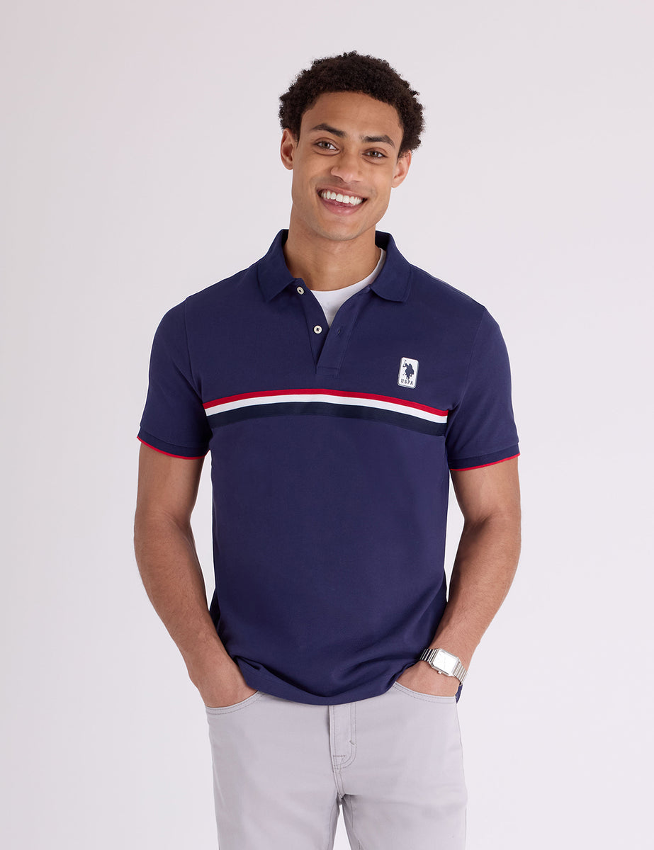 PIECED SIGNATURE STRIPE PIQUE POLO SHIRT– U.S. Polo Assn.