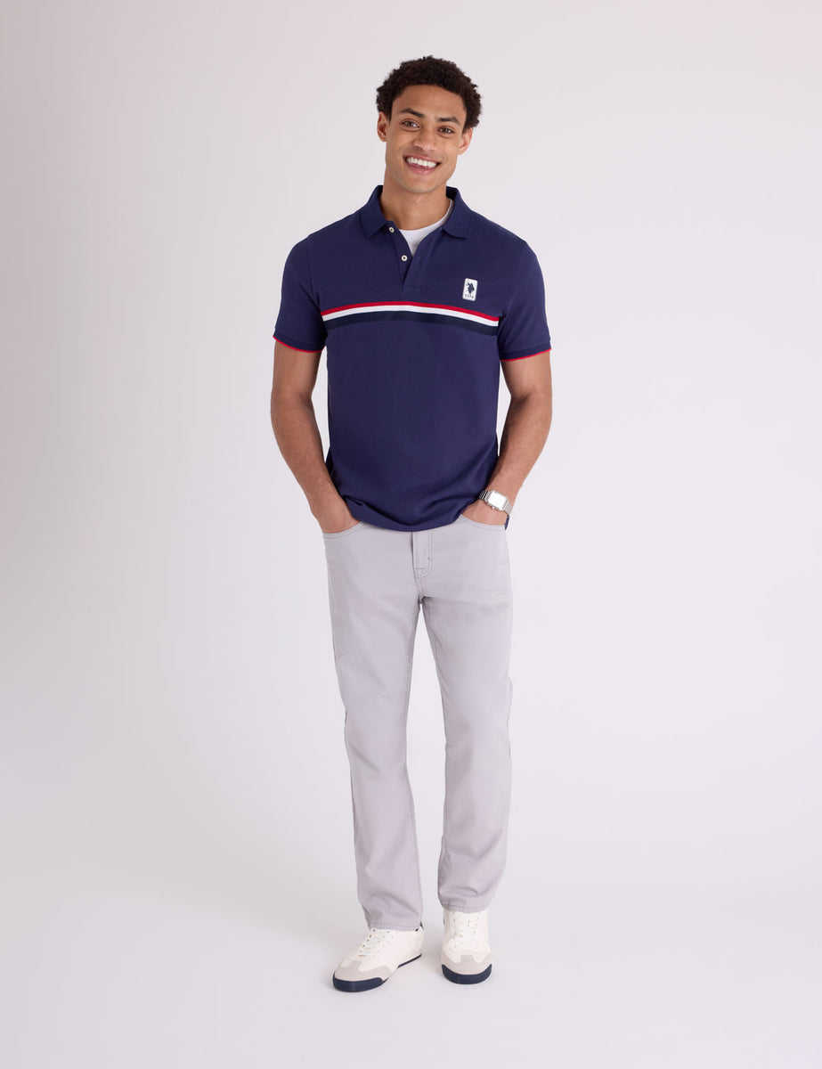 PIECED SIGNATURE STRIPE PIQUE POLO SHIRT– U.S. Polo Assn.