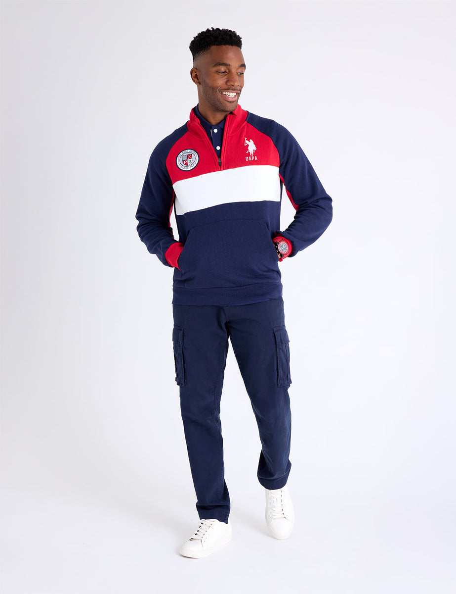 USPA 1/4 ZIP COLORBLOCK FLEECE PULLOVER– U.S. Polo Assn.
