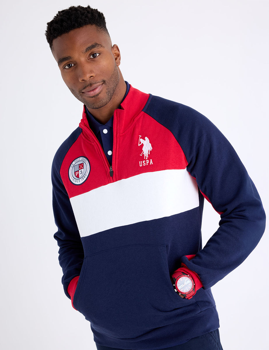 USPA 1/4 ZIP COLORBLOCK FLEECE PULLOVER– U.S. Polo Assn.
