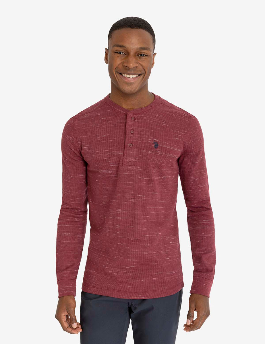 U.S. Polo Assn. Thermal Striped Mens Long Sleeve Classic Fit Henley Shirt