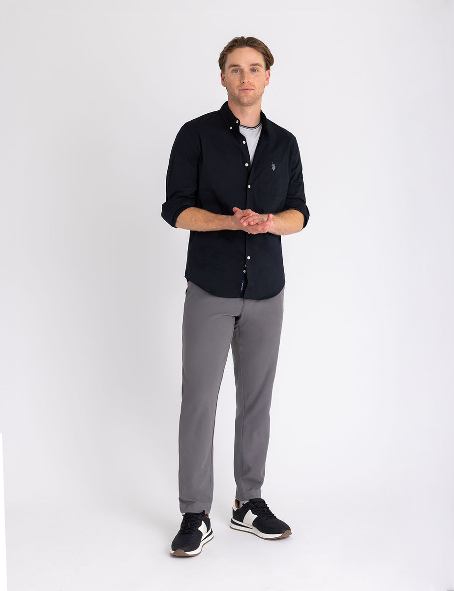 SOLID STRETCH POPLIN LONG SLEEVE SHIRT– U.S. Polo Assn.
