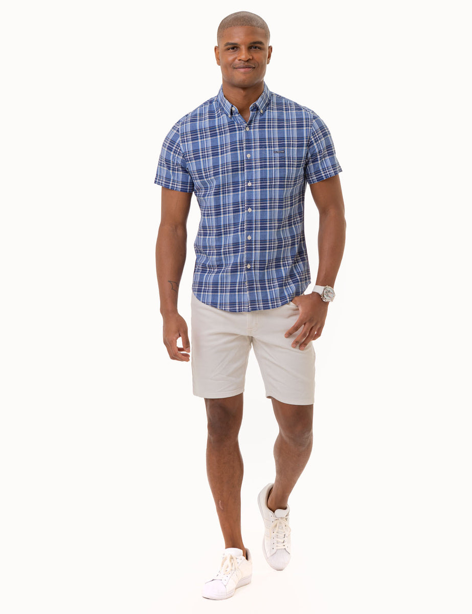 Short Sleeve Polo With Poplin Shirting Layer