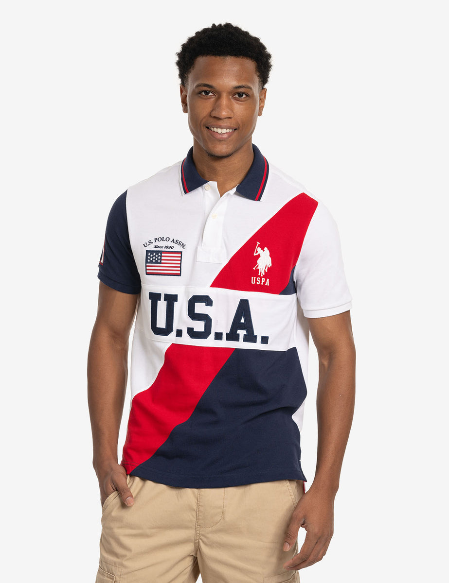 USA SASH COLOR BLOCK PIQUE POLO SHIRT– Polo