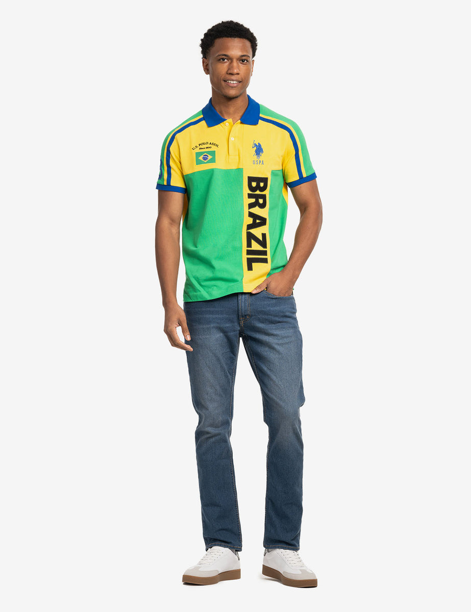 BRAZIL VERTICAL COLOR BLOCK PIQUE POLO SHIRT– U.S. Polo Assn.
