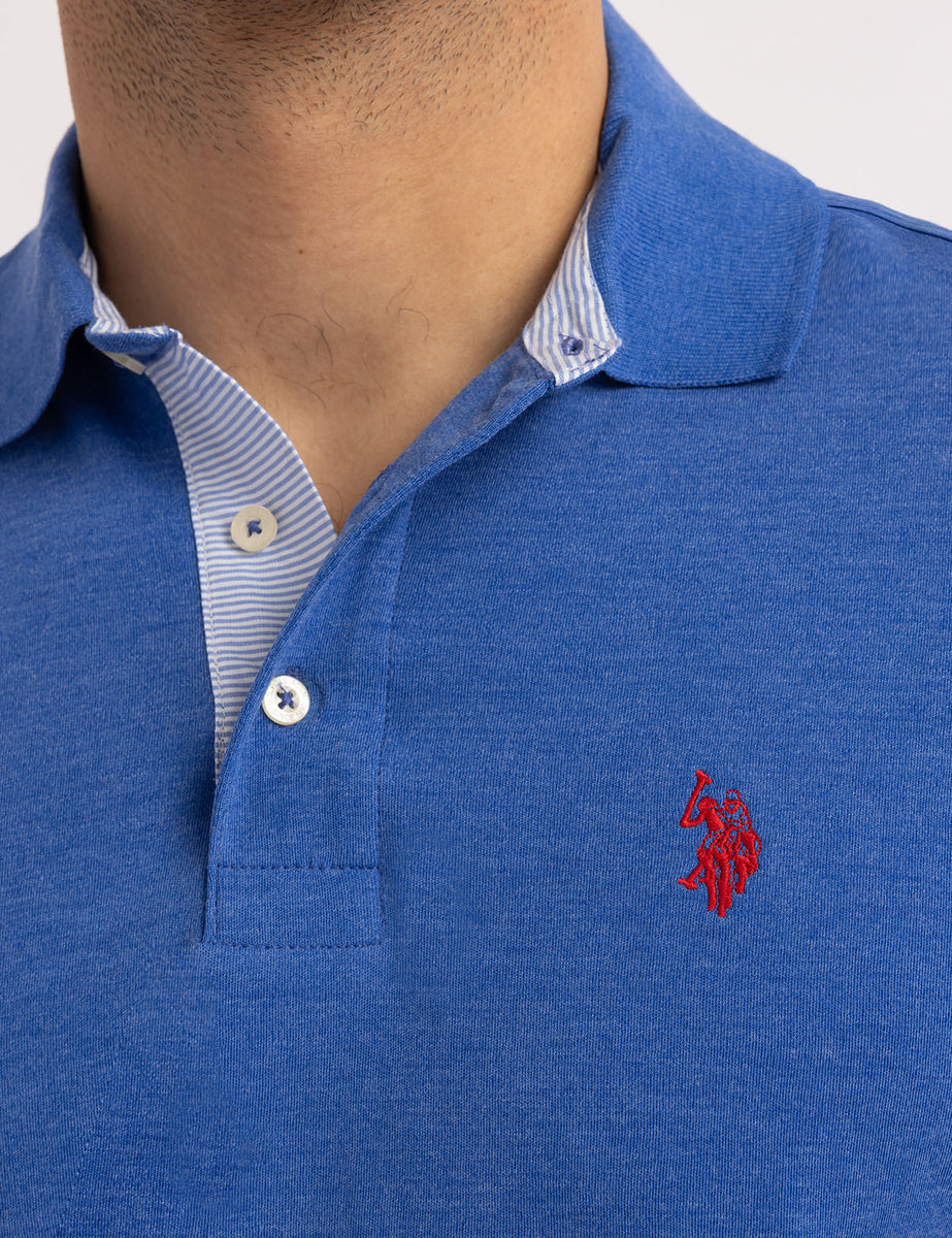 SOLID INTERLOCK POLO SHIRT WITH WOVEN TRIM– U.S. Polo Assn.