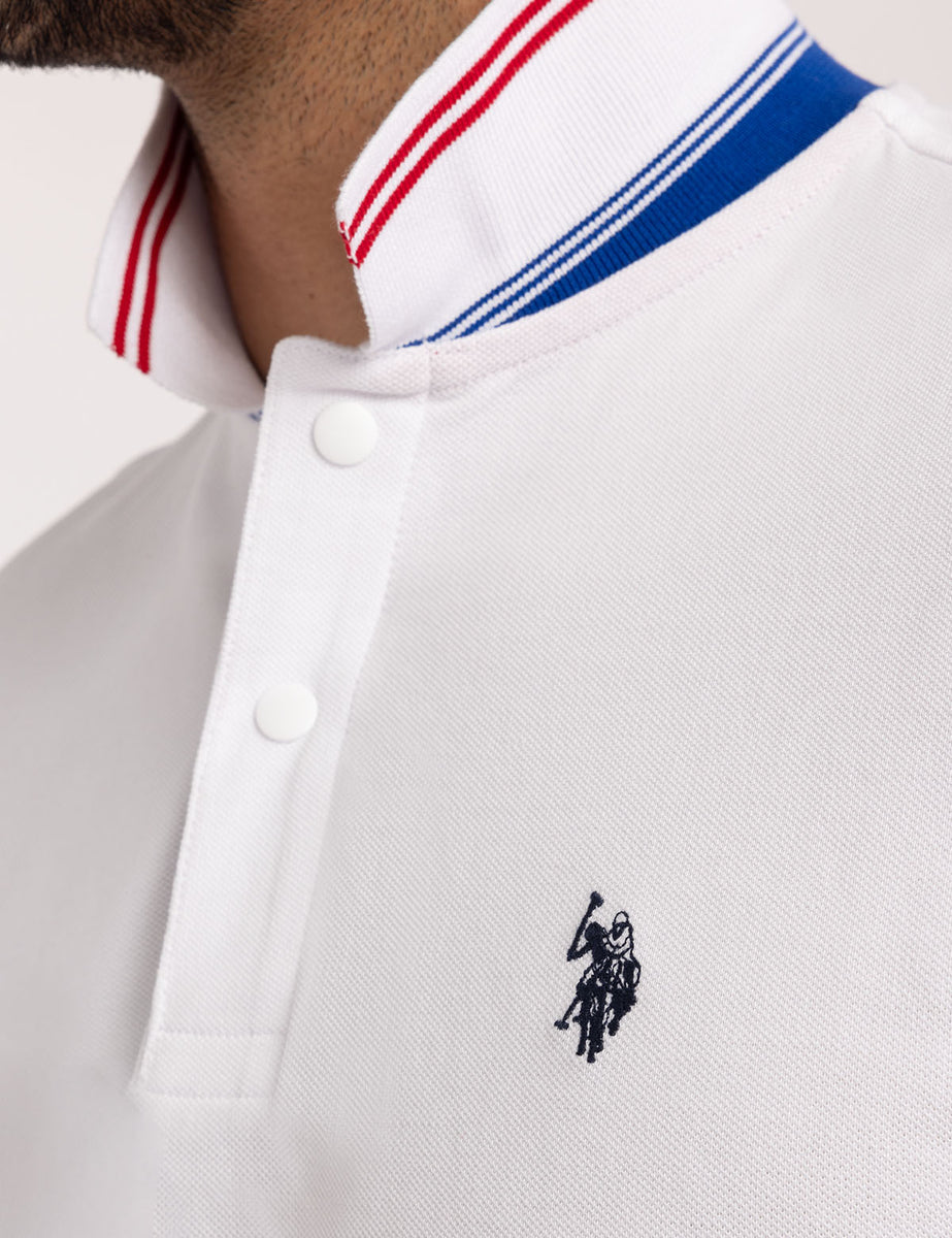 SNAP BUTTON TIPPED PIQUE POLO SHIRT– U.S. Polo Assn.