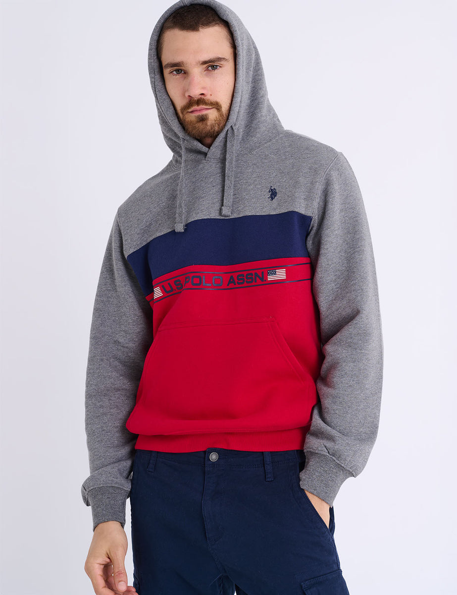 COLOR BLOCK WORDMARK PULLOVER HOODIE– U.S. Polo Assn.