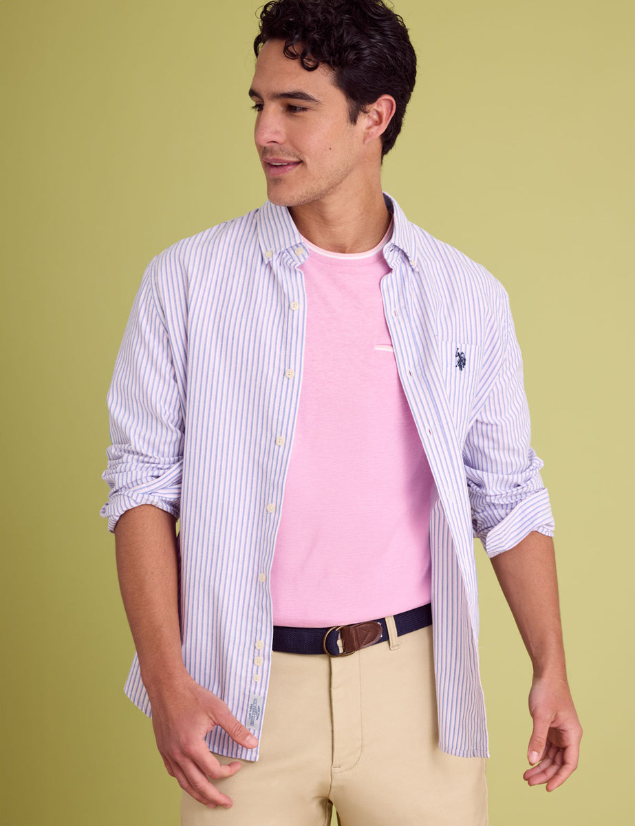 LONG SLEEVE DOUBLE STRIPE OXFORD SHIRT– U.S. Polo Assn.