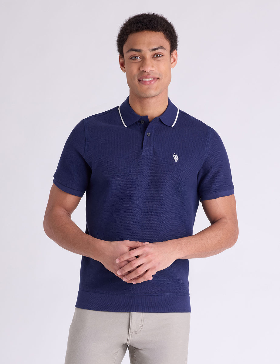 HONEYCOMB RIBBED BAND POLO SHIRT– U.S. Polo Assn.