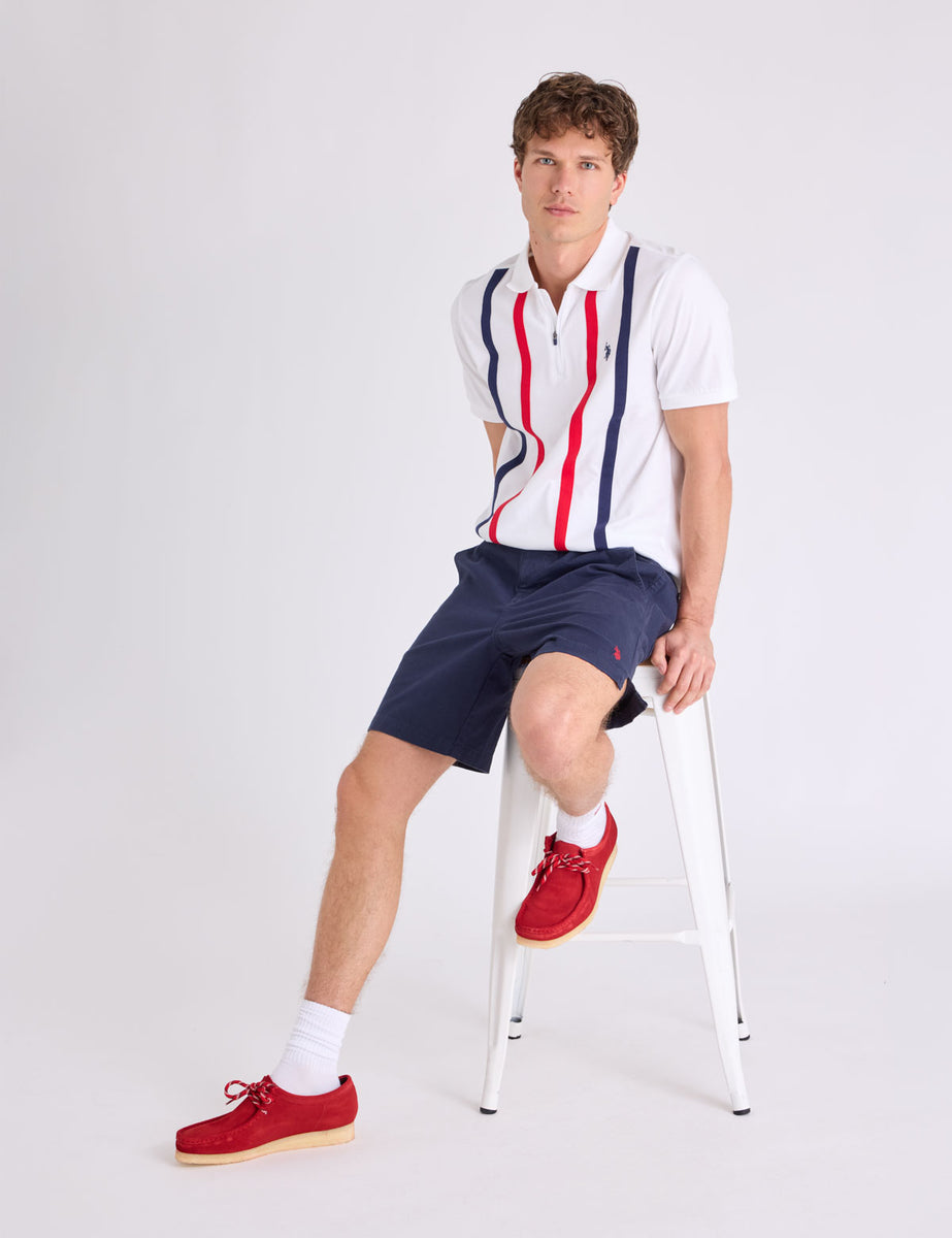 VERTICAL STRIPE JERSEY POLO SHIRT WITH ZIPPER– U.S. Polo Assn.