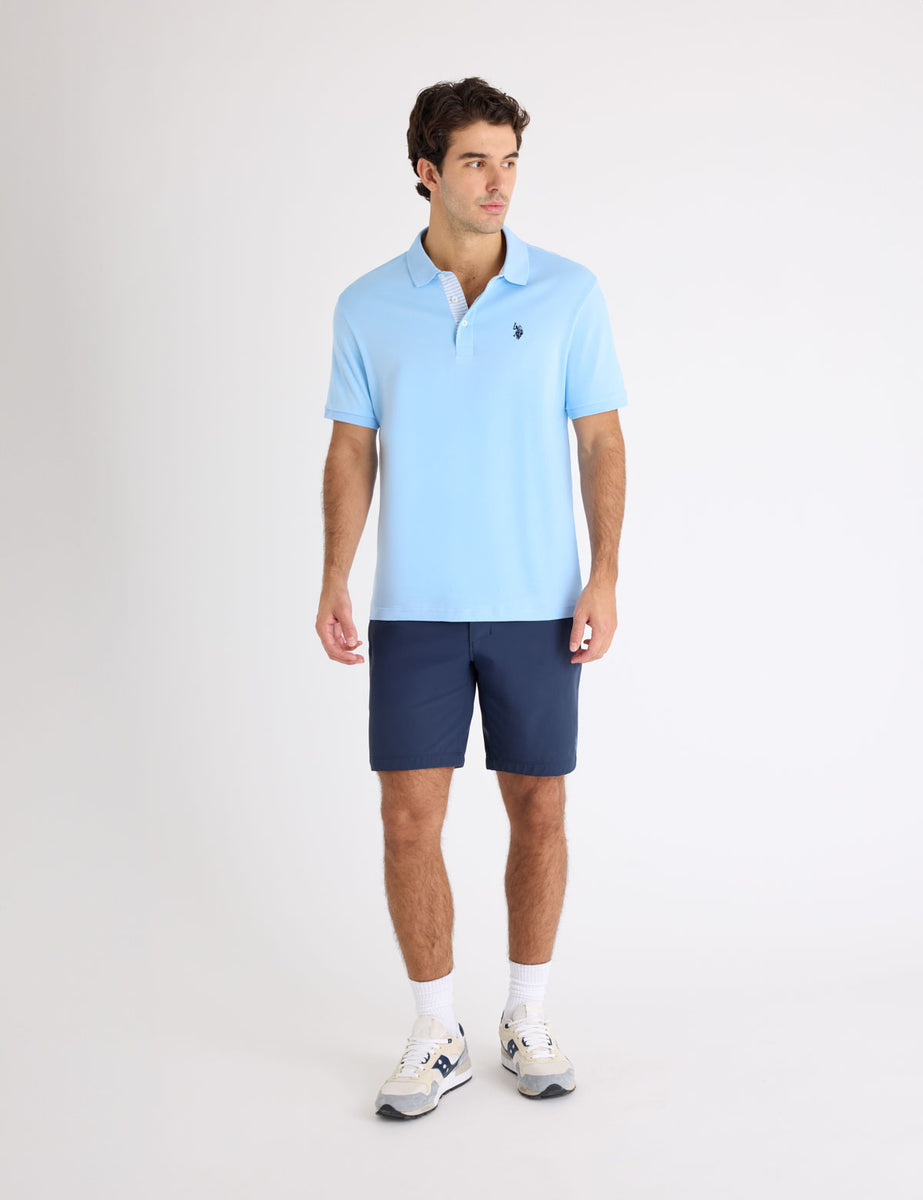 SOLID INTERLOCK POLO SHIRT WITH STRIPE TRIM– U.S. Polo Assn.