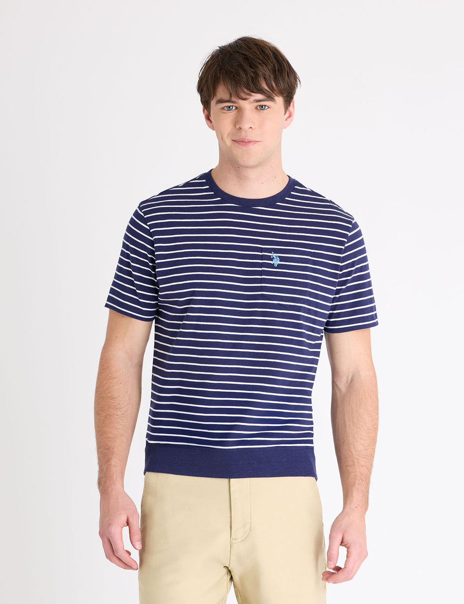 STRIPE JERSEY POCKET KNIT T-SHIRT WITH RIB BOTTOM– U.S. Polo Assn.