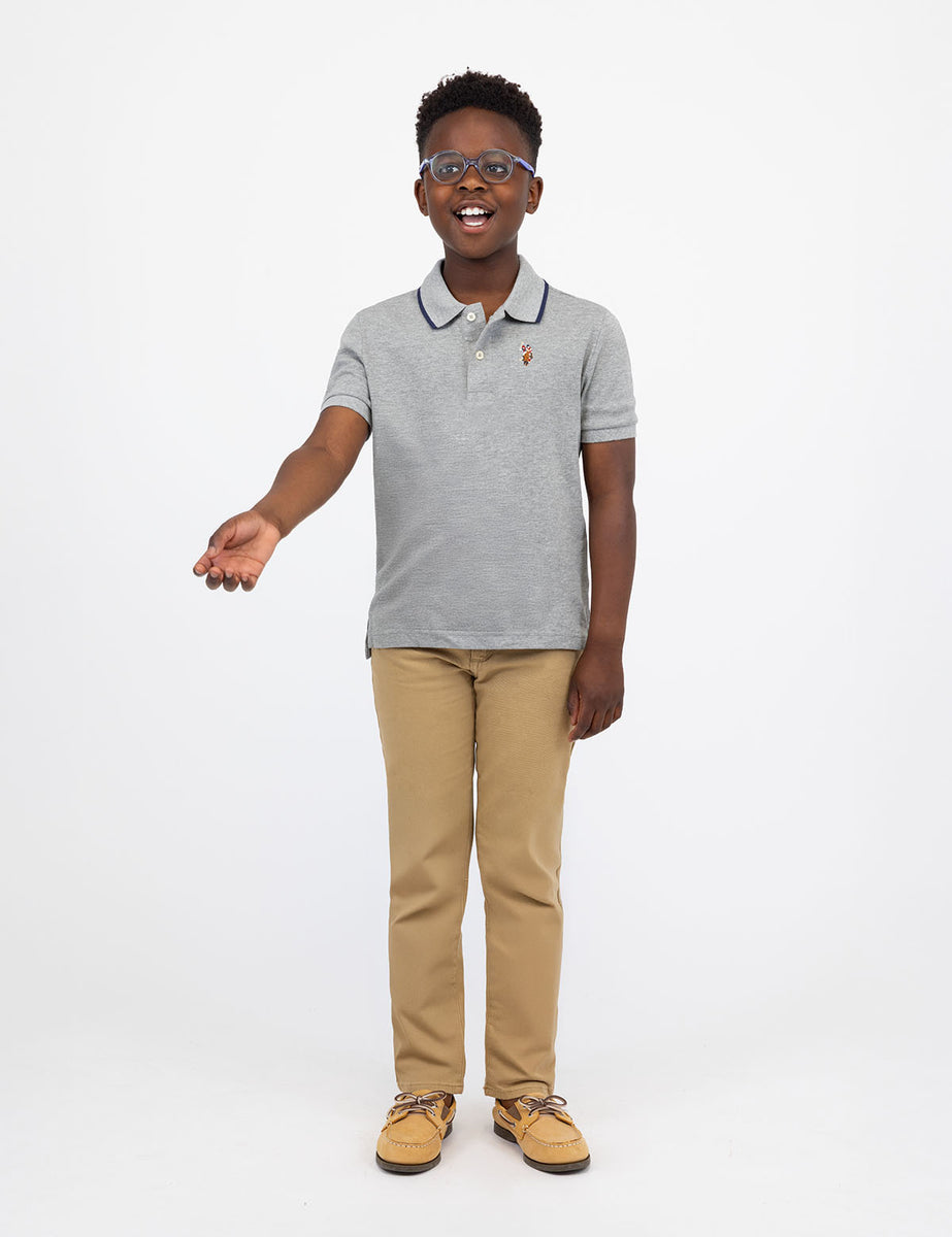 BOYS SOLID INTERLOCK POLO SHIRT– U.S. Polo Assn.