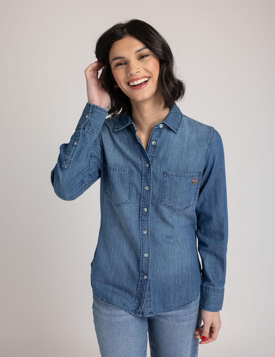polo denim dress shirt Ralph Lauren Women's Slim Fit Denim Shirt