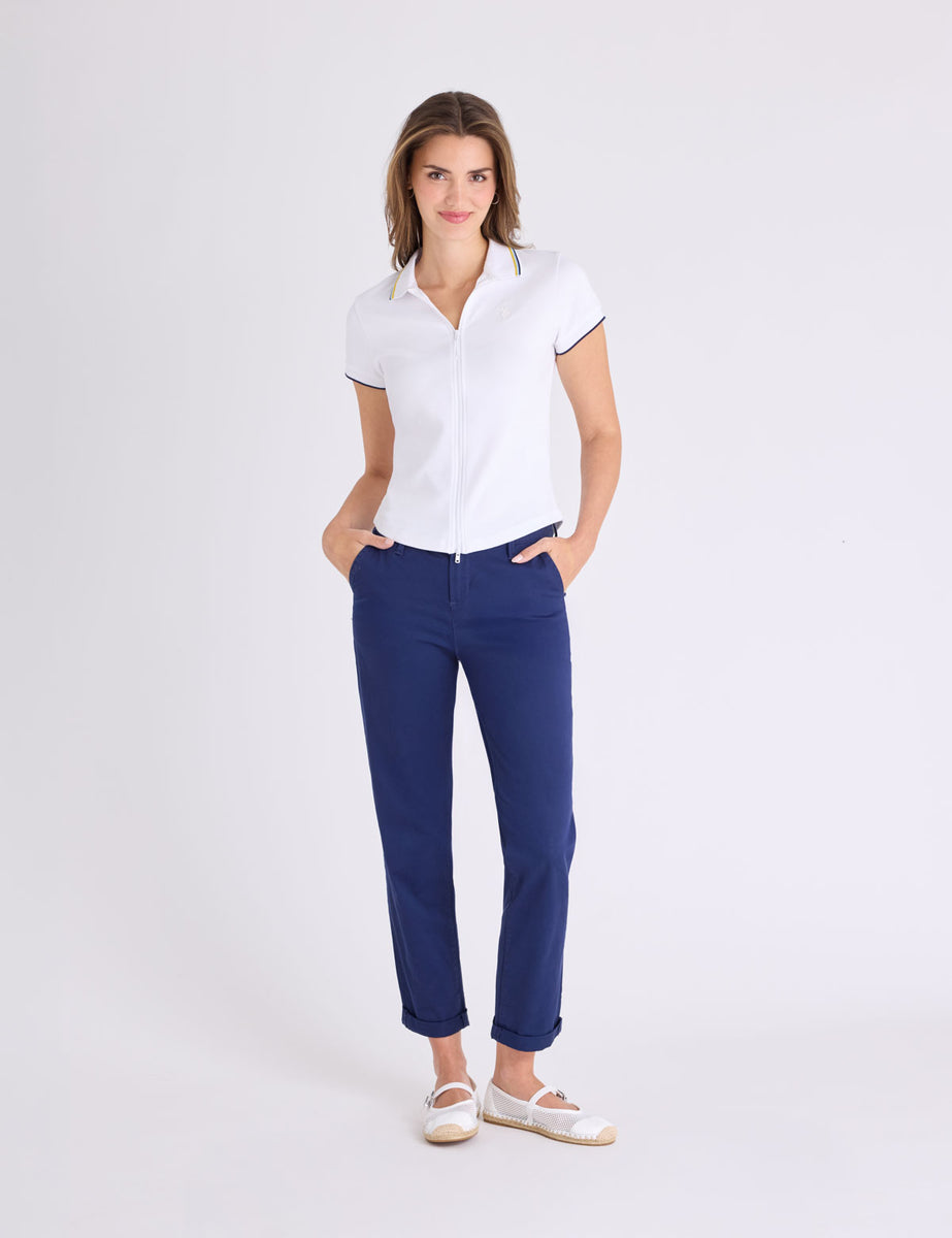 RAISED TIPPED TWO WAY ZIP POLO SHIRT– U.S. Polo Assn.