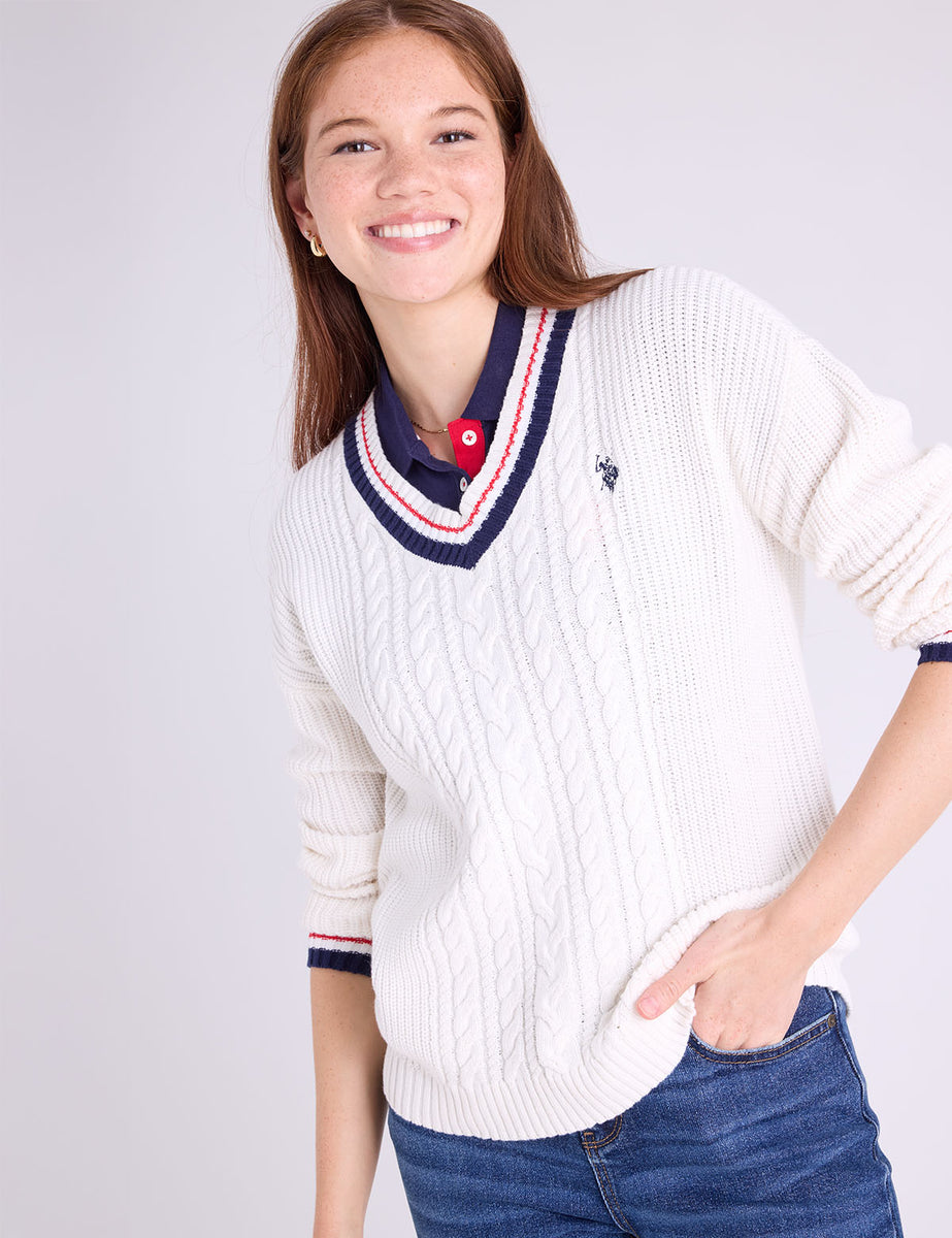 Addison Polo Sweater Top V-Neck