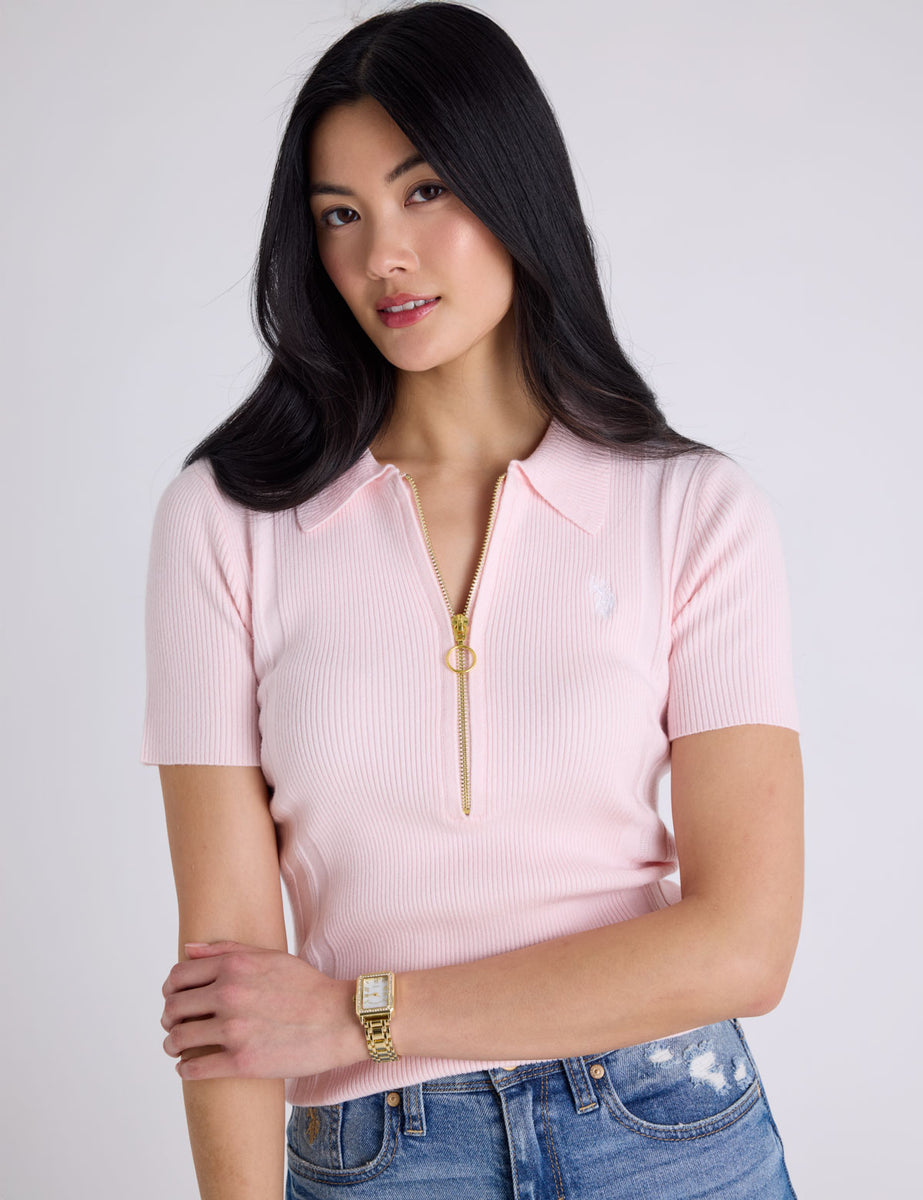 RIB ZIP SWEATER POLO SHIRT– U.S. Polo Assn.