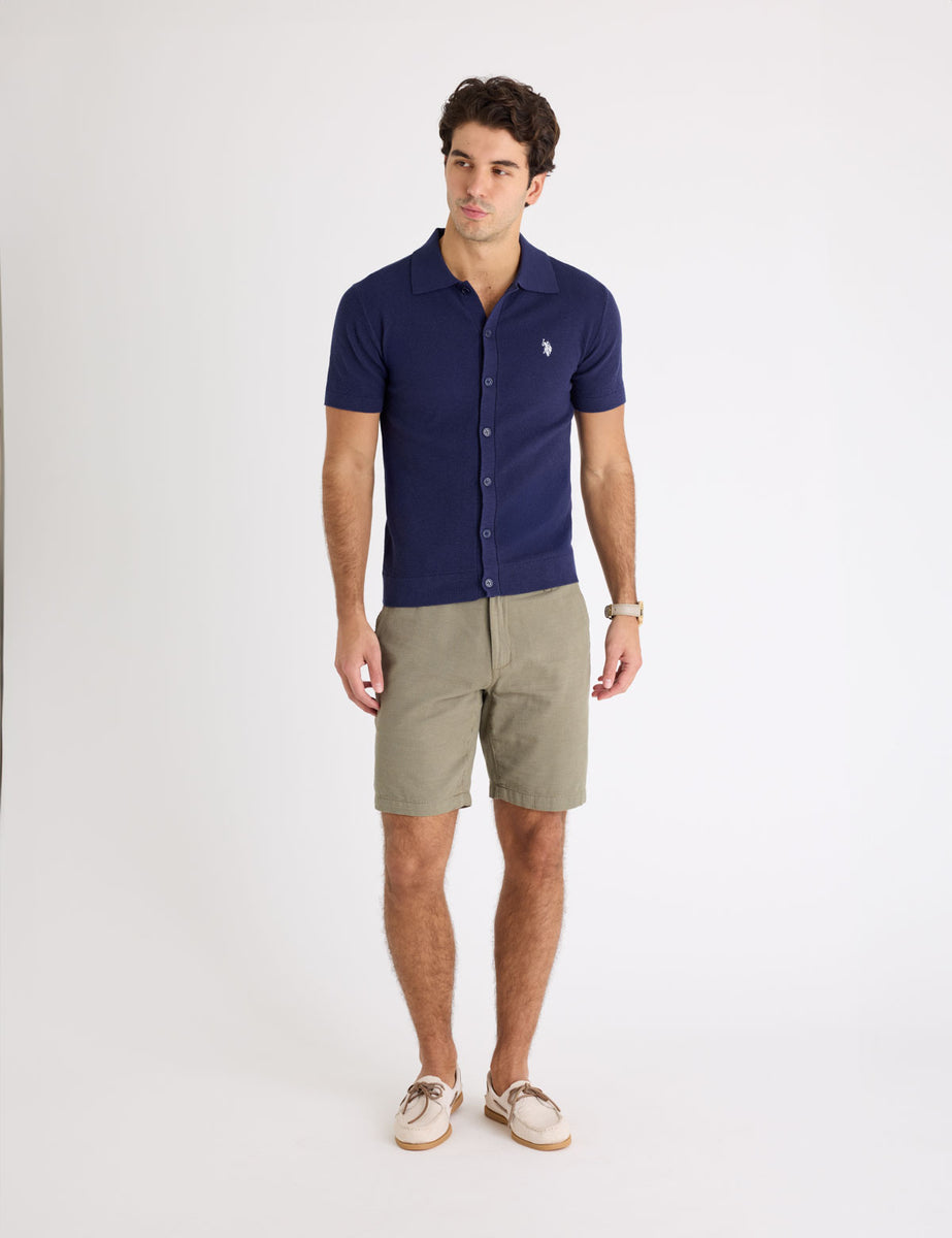 BUTTON FRONT SEED STITCH COTTON SLUB POLO SHIRT– U.S. Polo Assn.