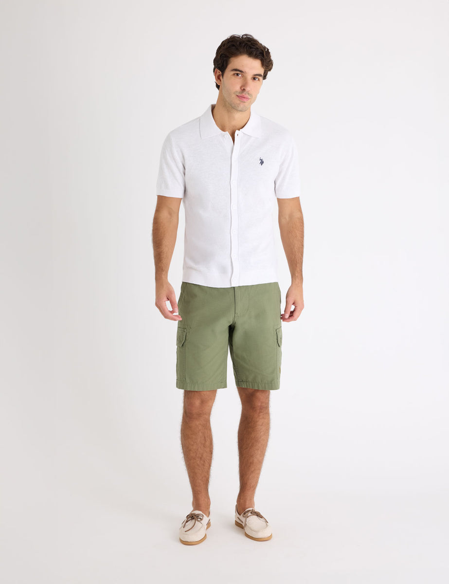 BUTTON FRONT SEED STITCH COTTON SLUB POLO SHIRT– U.S. Polo Assn.