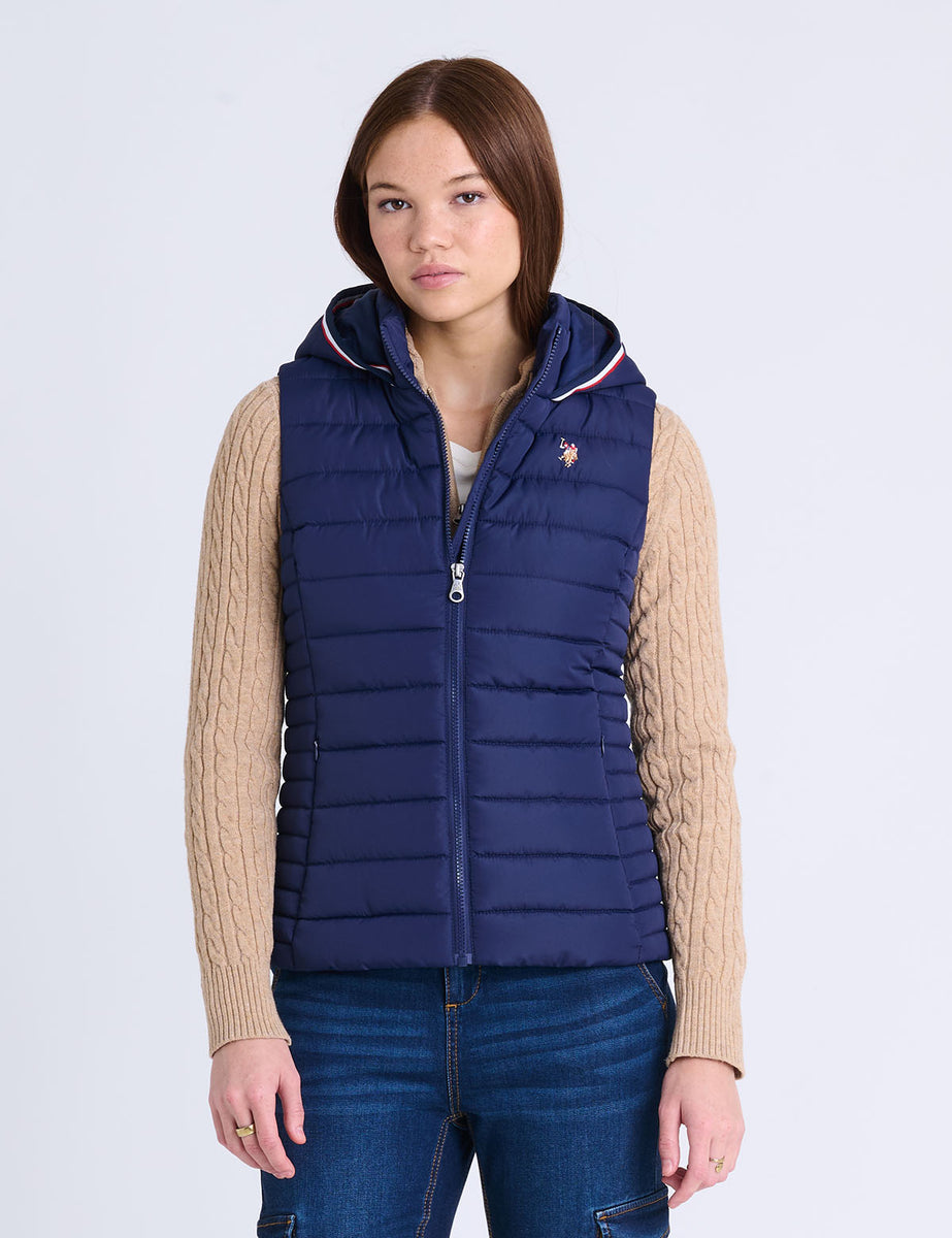 SIGNATURE STRIPE VEST WITH HOOD– U.S. Polo Assn.