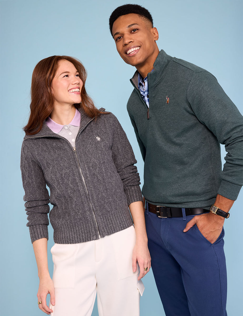 FULL ZIP CABLE SWEATER– U.S. Polo Assn.
