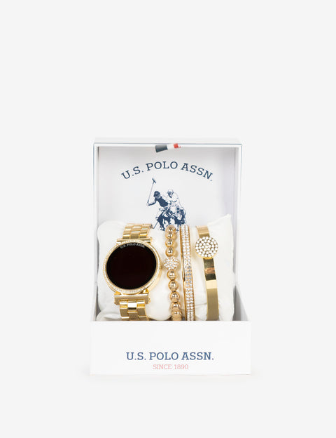 LADIES GOLD LINK WATCH AND BRACELETS SET - U.S. Polo Assn.