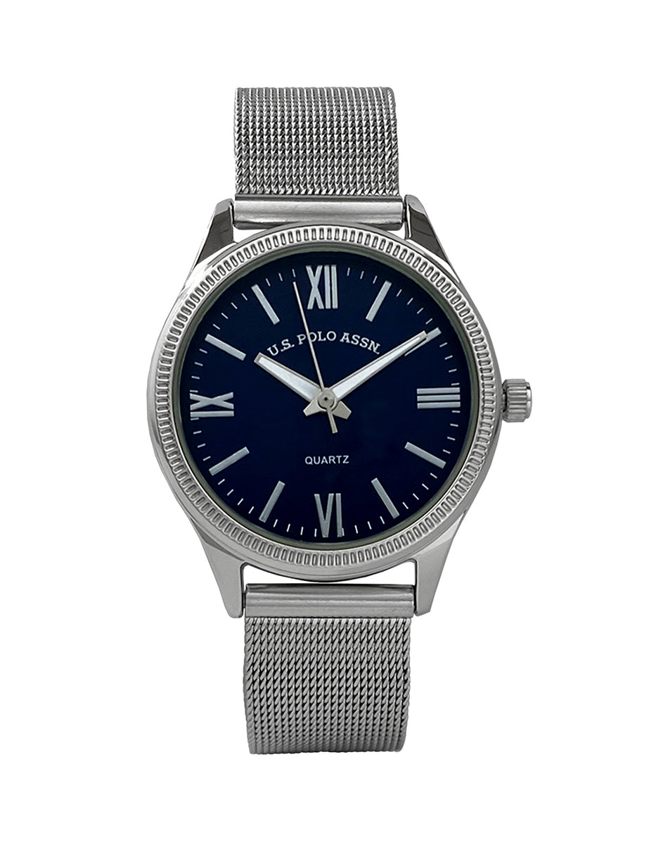HIS AND HERS SILVER MESH STRAP WATCH SET– U.S. Polo Assn display picture 2