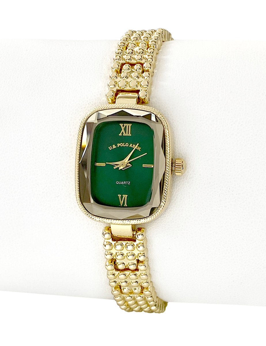 LADIES OVAL GOLD WATCH WITH GREEN FACE– U.S. Polo Assn display picture 2