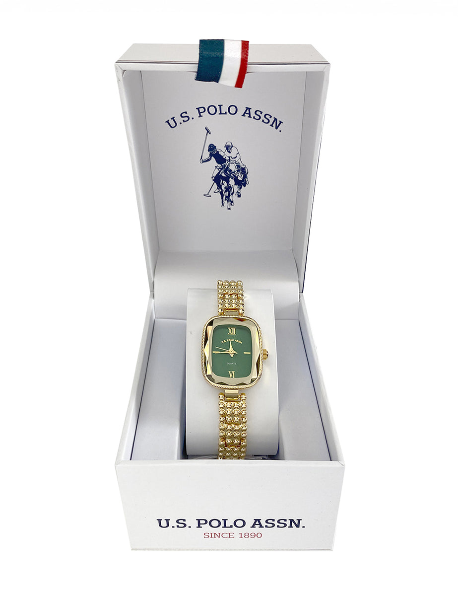 LADIES OVAL GOLD WATCH WITH GREEN FACE– U.S. Polo Assn.