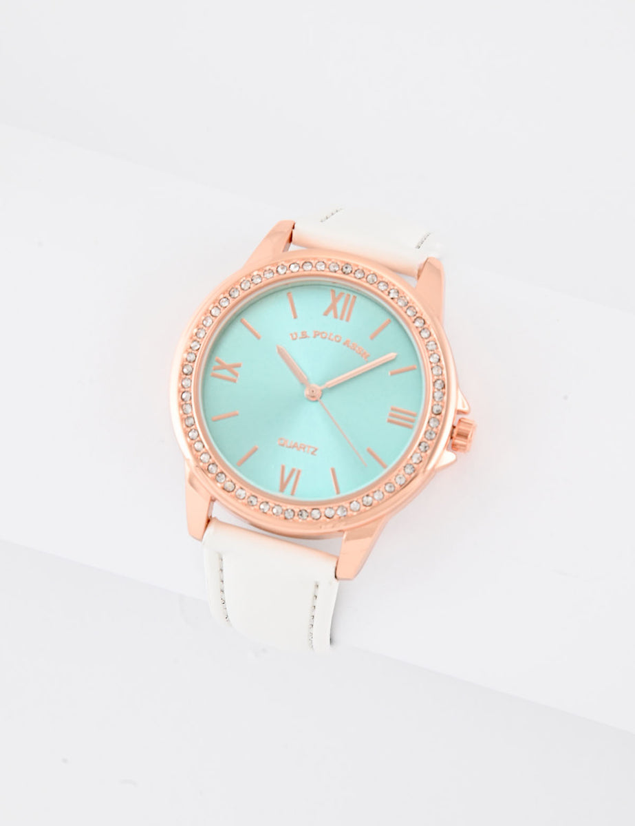 LADIES BLUE FACE WATCH WITH GOLD ACCENT– Polo