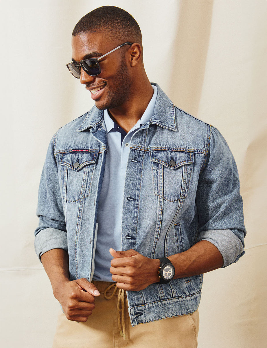 denim jacket dress shirt Light Blue Denim Jacket with Dress Shirt Outfits For Men (6 ideas & outfits)