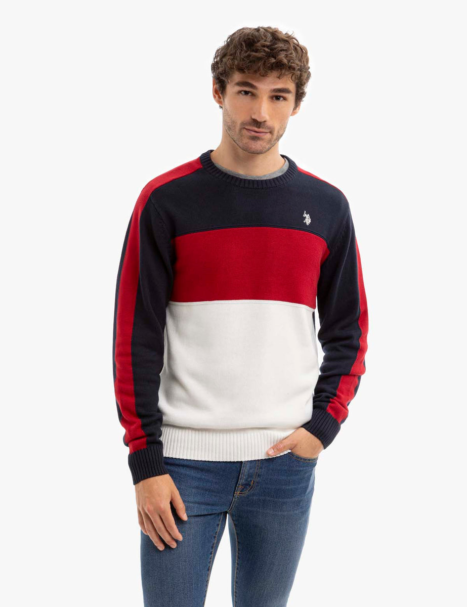 Colorblock Crew Neck Long Sleeve Crop Crisscross Strappy Surf Set