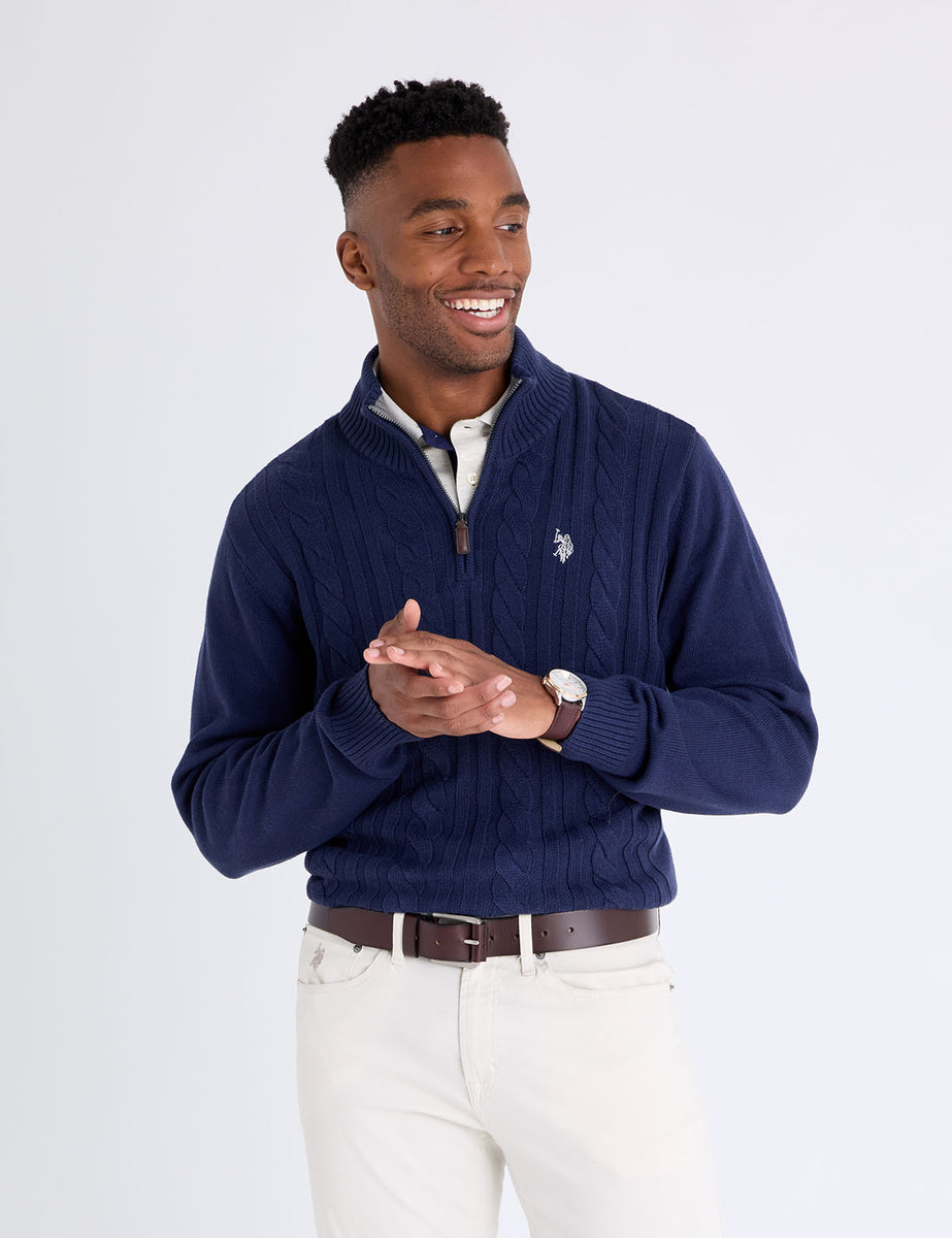 1/4 ZIP COTTON CABLE SWEATER– U.S. Polo Assn.