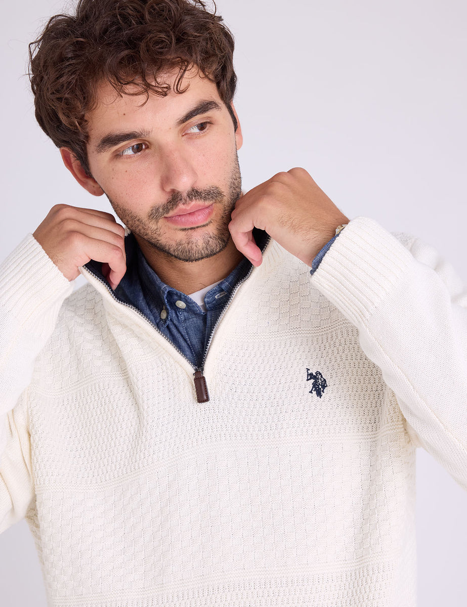 1/4 ZIP TEXTURED SWEATER– U.S. Polo Assn.