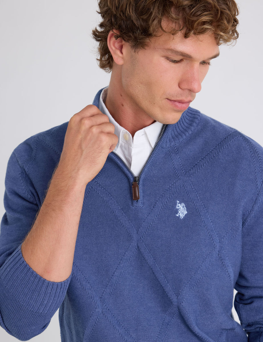 1/4 ZIP DIAMOND FRONT SWEATER– U.S. Polo Assn.