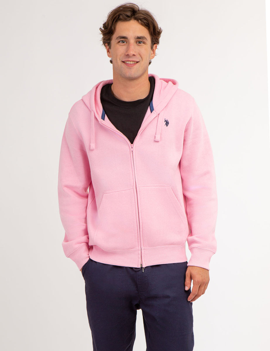 Mens pink polo hoodie Clearance