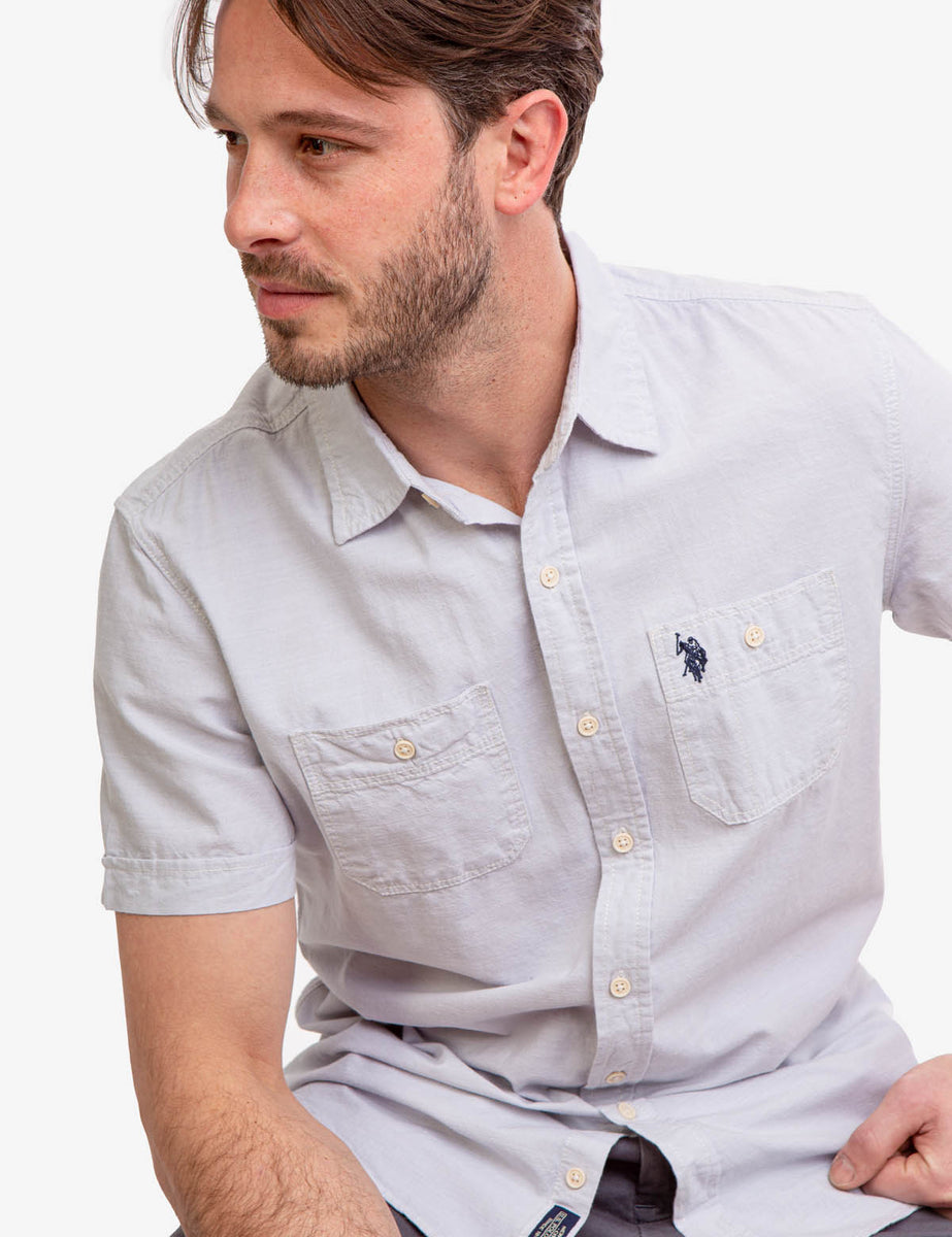 polo short sleeve dress shirts TWO POCKET UTILITY SHORT SLEEVE SHIRT