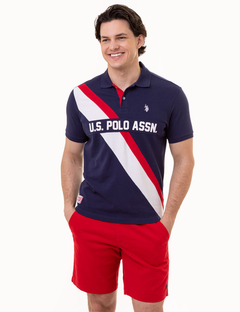 U.S. Polo Assn. Short Sleeve Pieced Sash Pique Polo