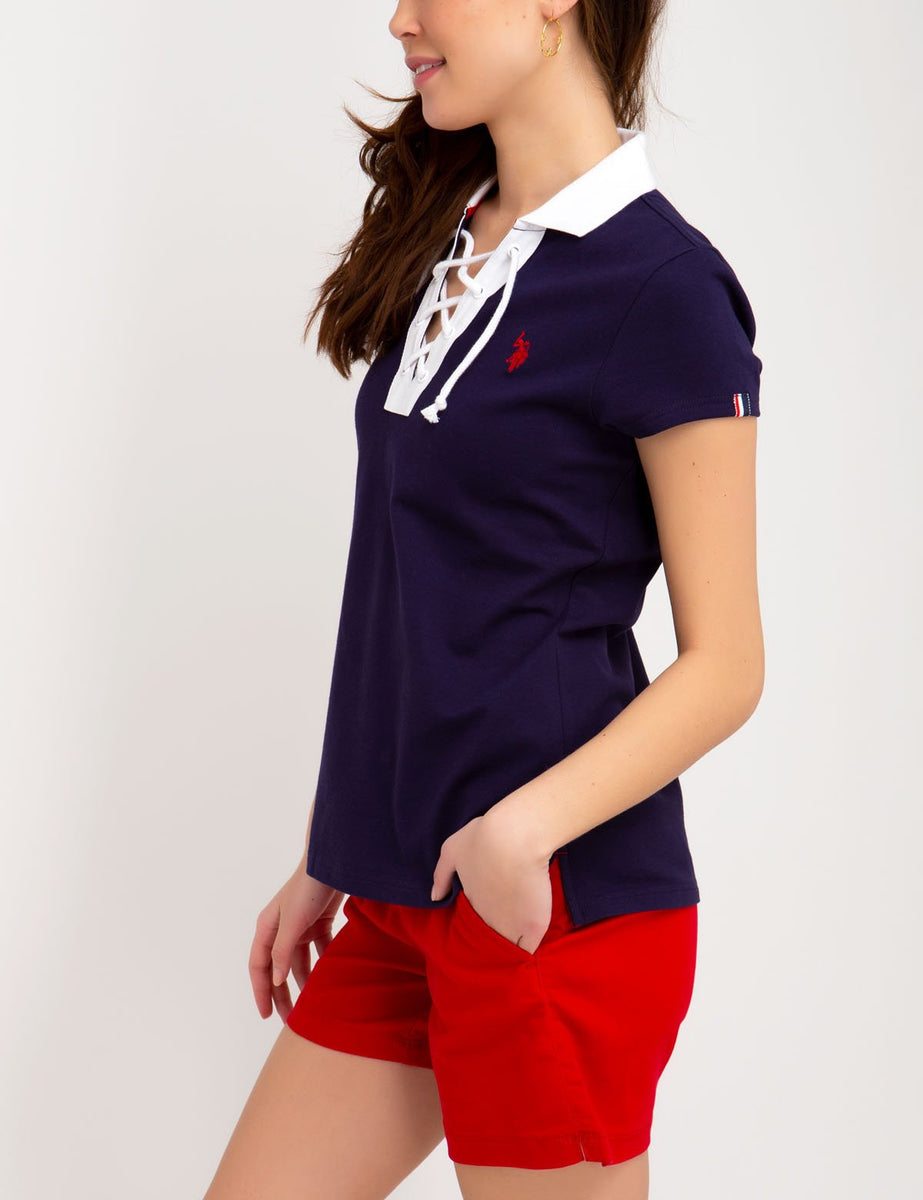 CONTRAST LACE UP POLO SHIRT U.S. Polo Assn.