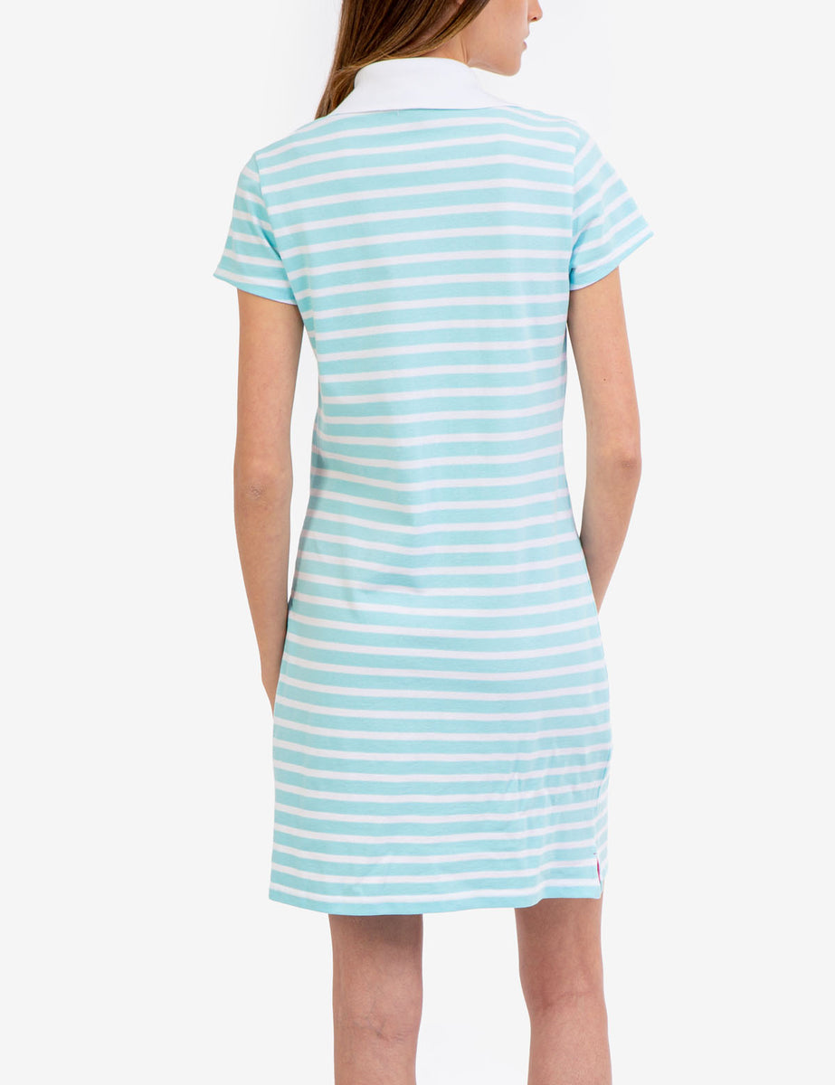 SPLIT NECK STRIPE POLO DRESS SPLIT NECK STRIPE POLO DRESS
