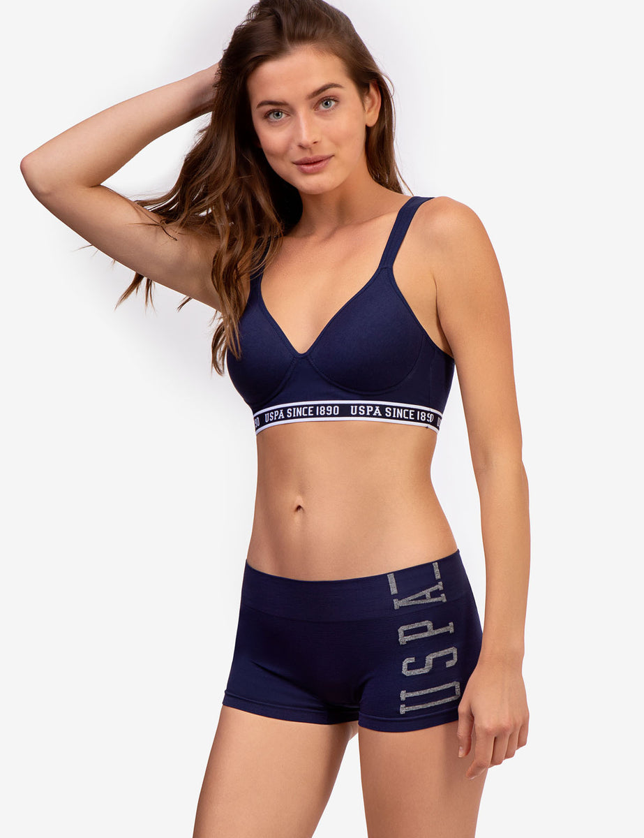 JUST-DRY Navy Blue High Impact Hit Compression Sports Bra for