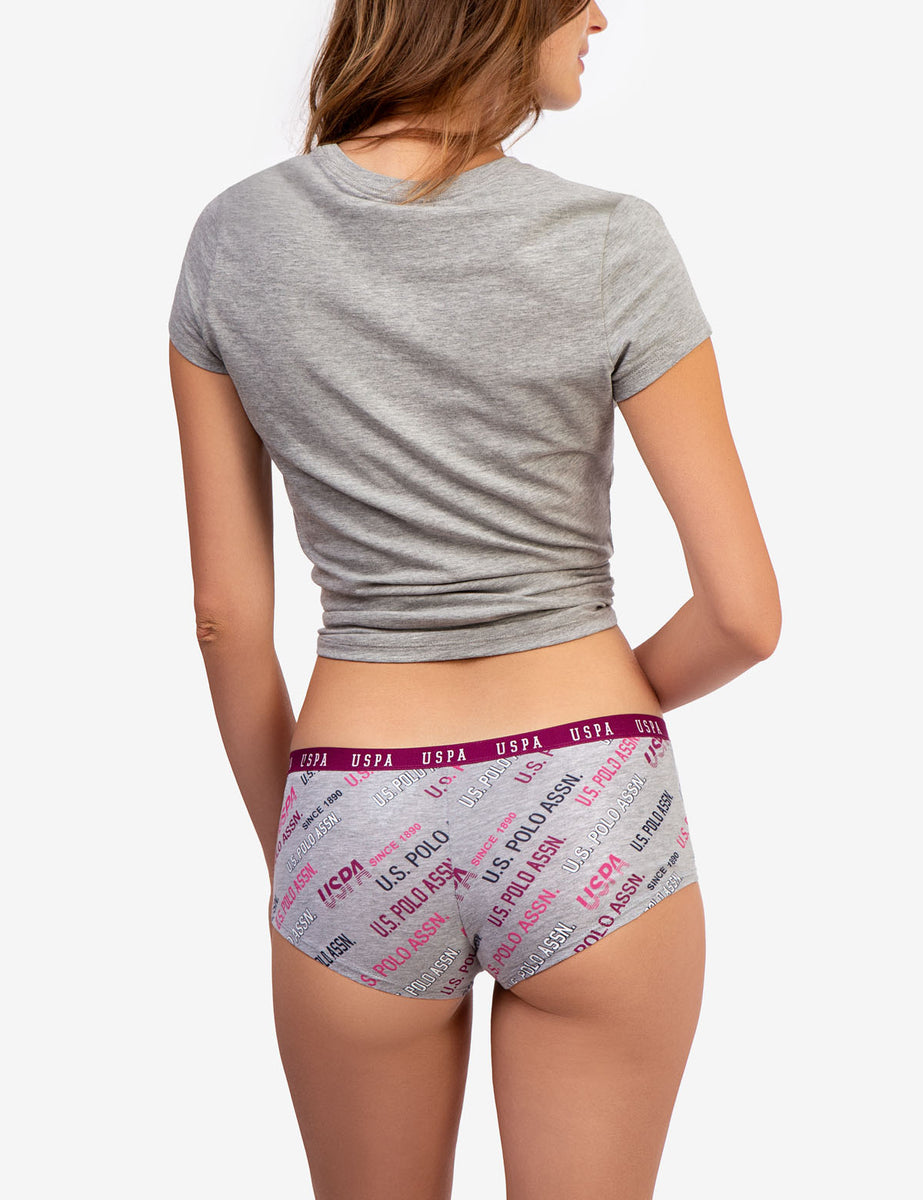 U.S. Polo Assn. Women's Cotton Boyleg Briefs Underwear Set, 3-Pack 