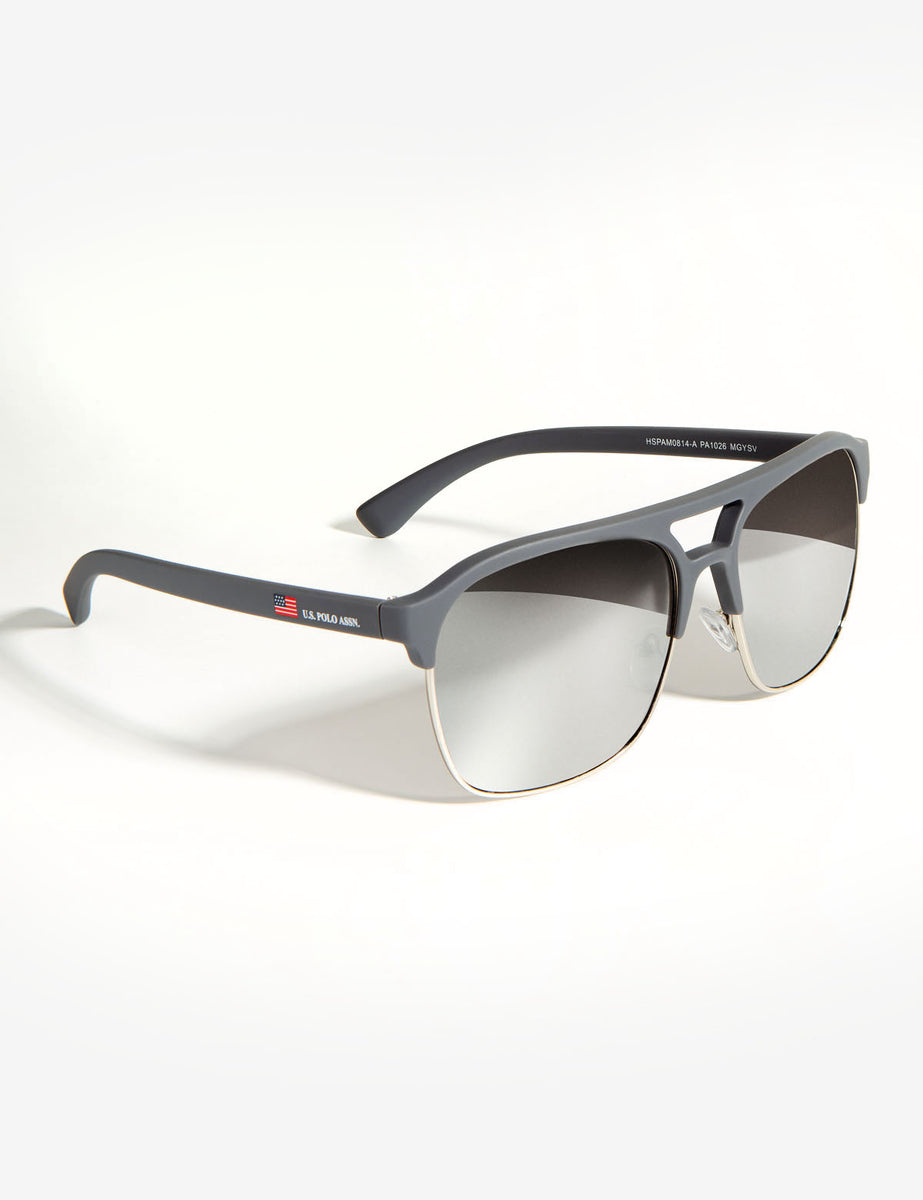 polo goggles MEN'S RECTANGULAR COMBO METAL AVIATOR SUNGLASSES– U.S. Polo Assn