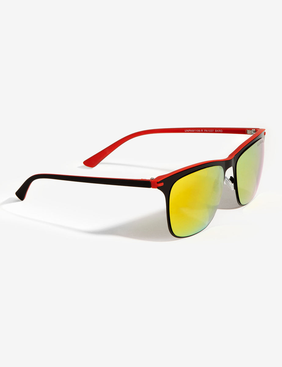 U.S. Polo Assn. Mens Pa1087 Sporty Rectangle Wraparound Sunglasses