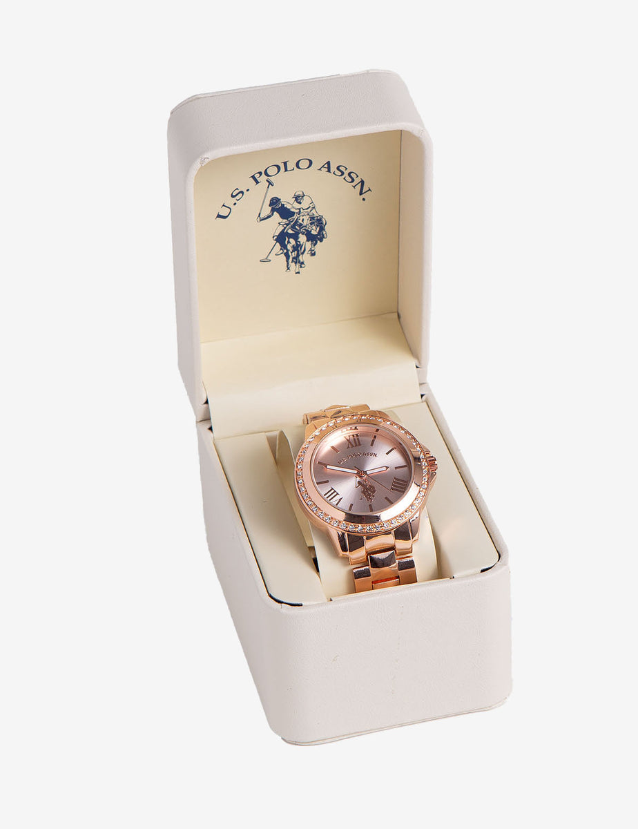 LADIES ROSE GOLD CRYSTAL WATCH– Polo - Main Image